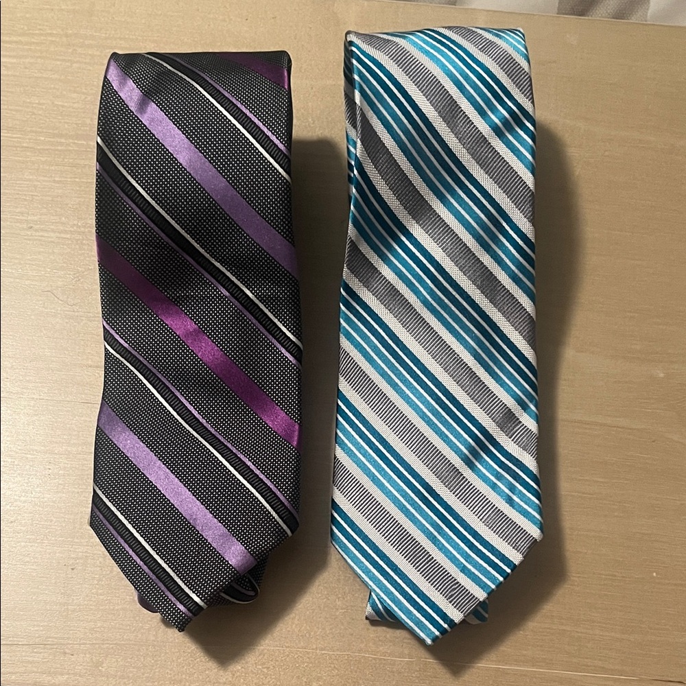 Express Striped Tie Set - Black/Purple and Blue/White